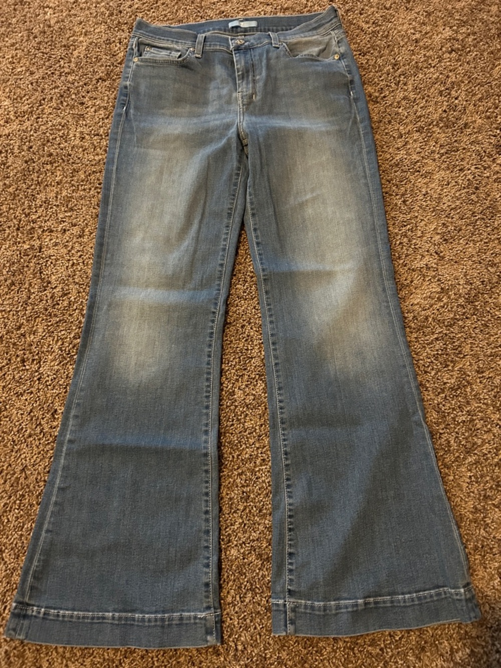 7 For All Mankind Faded Blue Flare Jeans